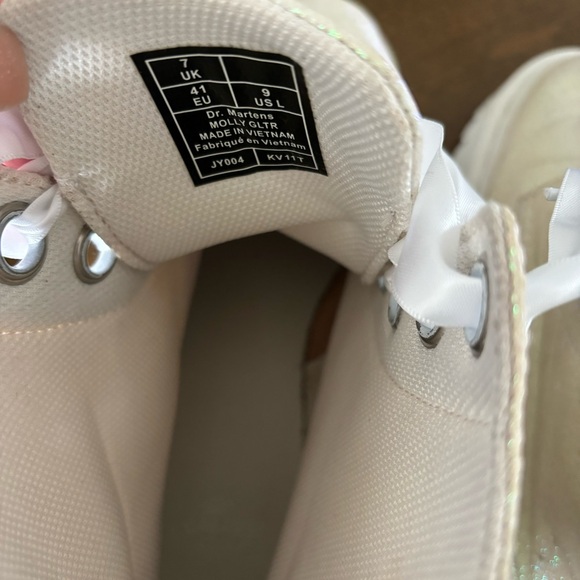 Dr. Martens Molly Glitter White Platform Boots 9 - Picture 6 of 7
